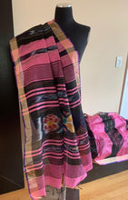 Load image into Gallery viewer, Rose Pink and Black Odisha Ikat Cotton Silk Saree