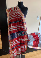 Load image into Gallery viewer, Grey and Red Odisha Ikat Cotton Silk Saree