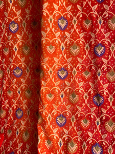 Red and Orange Banarasi Chiffon Georgette Silk Saree