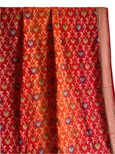 Red and Orange Banarasi Chiffon Georgette Silk Saree