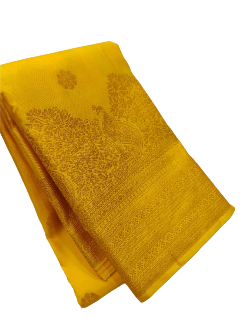 Bridal Haldi Wedding Yellow Kanchipuram Silk Saree
