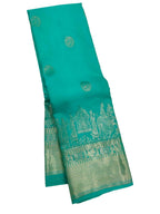 Bridal Wedding Sea Green Kanchipuram Soft Silk Saree