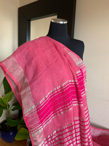 Cotton Candy Pink Linen Saree