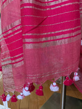 Load image into Gallery viewer, Cotton Candy Pink Linen Saree