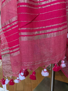 Cotton Candy Pink Linen Saree