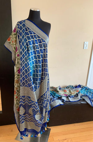 Royal Blue Banarasi Chiffon Georgette Silk Saree