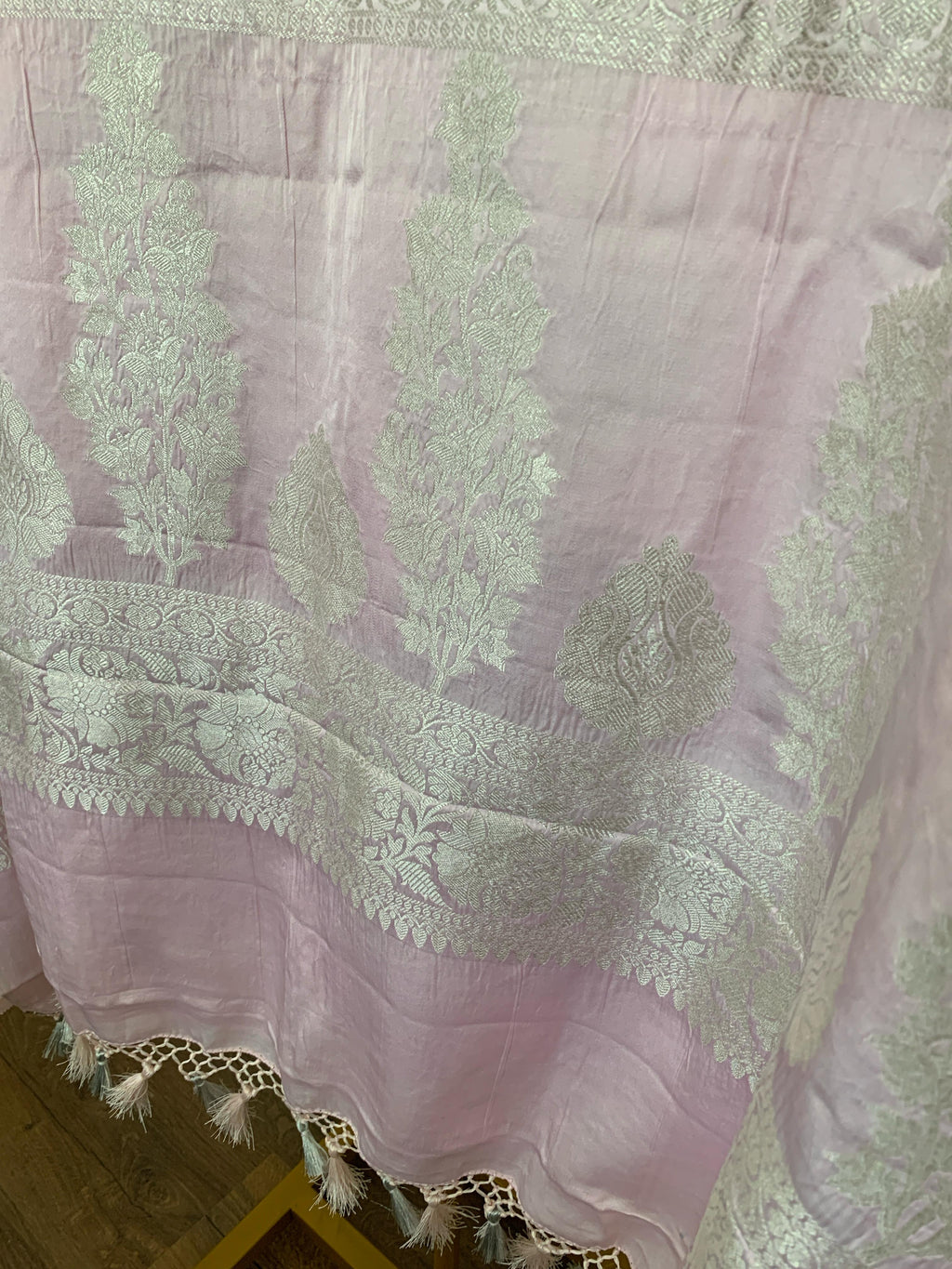 Blush Pink Banarasi Mashru Silk Saree