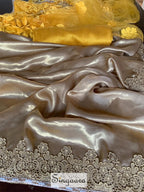 Golden and Yellow Half And Half Designer Saree