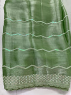 Sari de fiesta y boda bollywood con bordado de lentejuelas en verde pastel