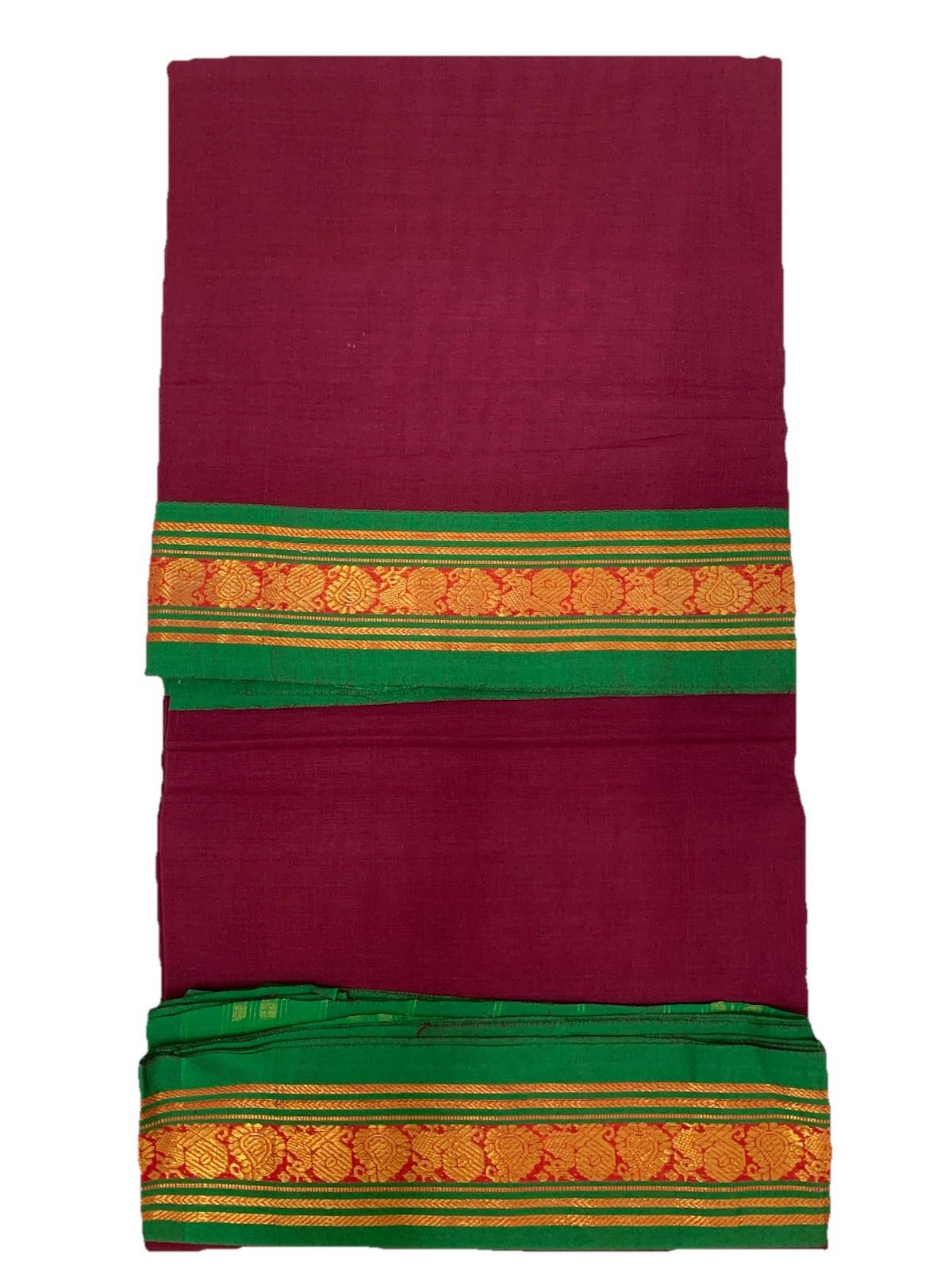 Maroon Red Cotton Saree
