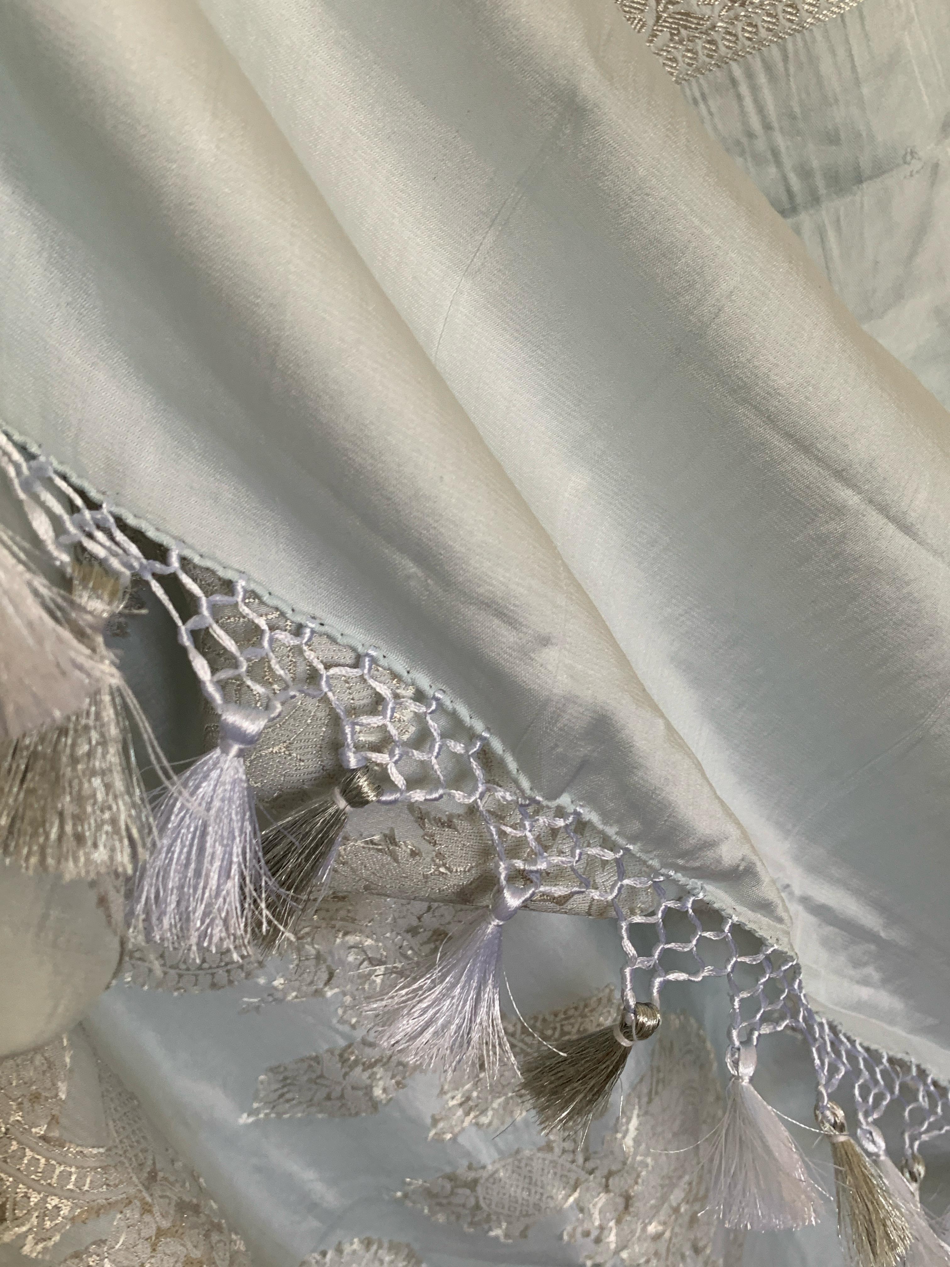 Pure Mashru Silk Saree in lovely Powder Blue with kaduva weave