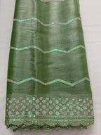 Sari de fiesta y boda bollywood con bordado de lentejuelas en verde pastel