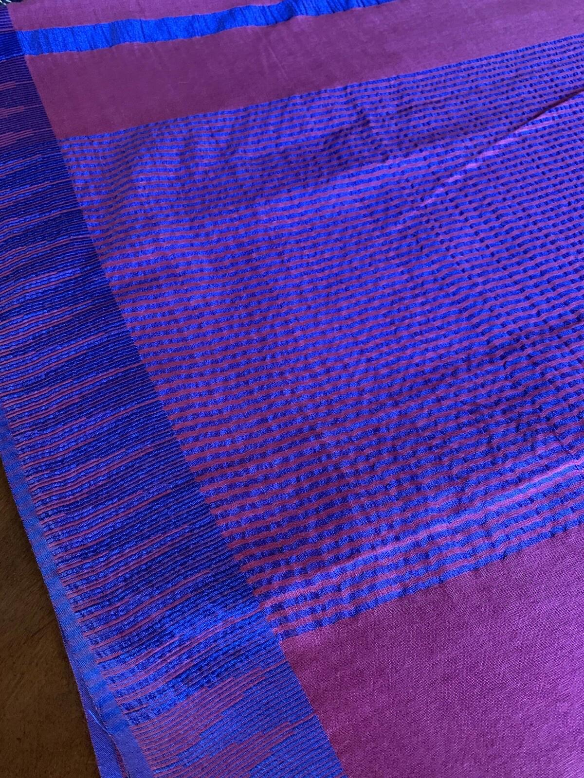 Magenta Rose and Blue Bhagalpur Saree with Blouse