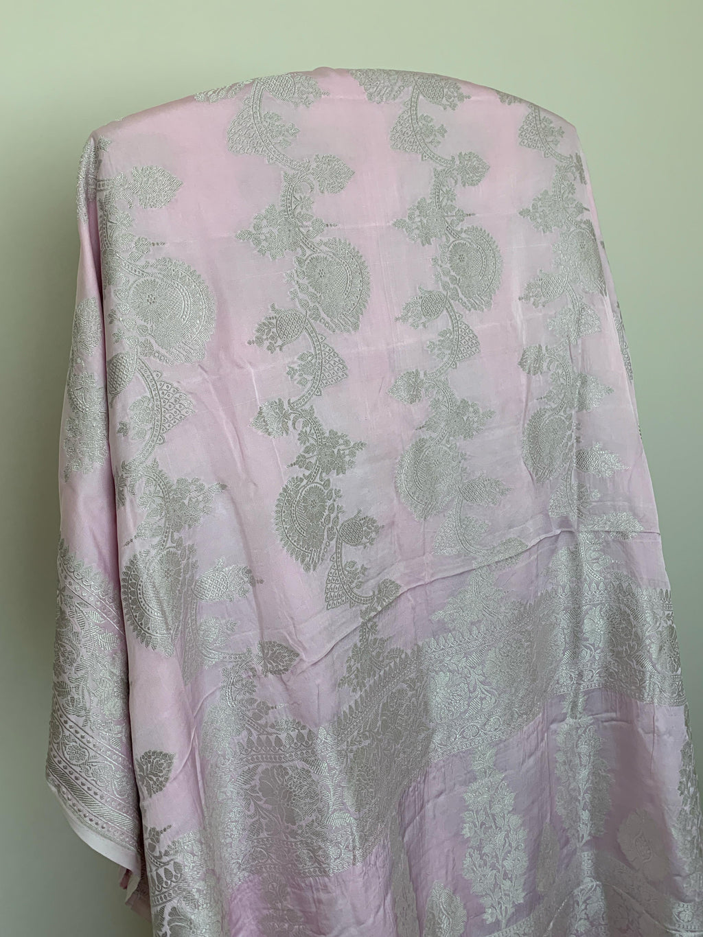 Blush Pink Banarasi Mashru Silk Saree