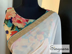 Soft Pink Pastel Designer Faux Georgette Saree