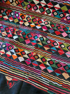 Black Kantha Hand Embroidery Silk Saree