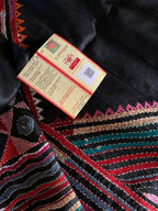 Black Kantha Hand Embroidery Silk Saree