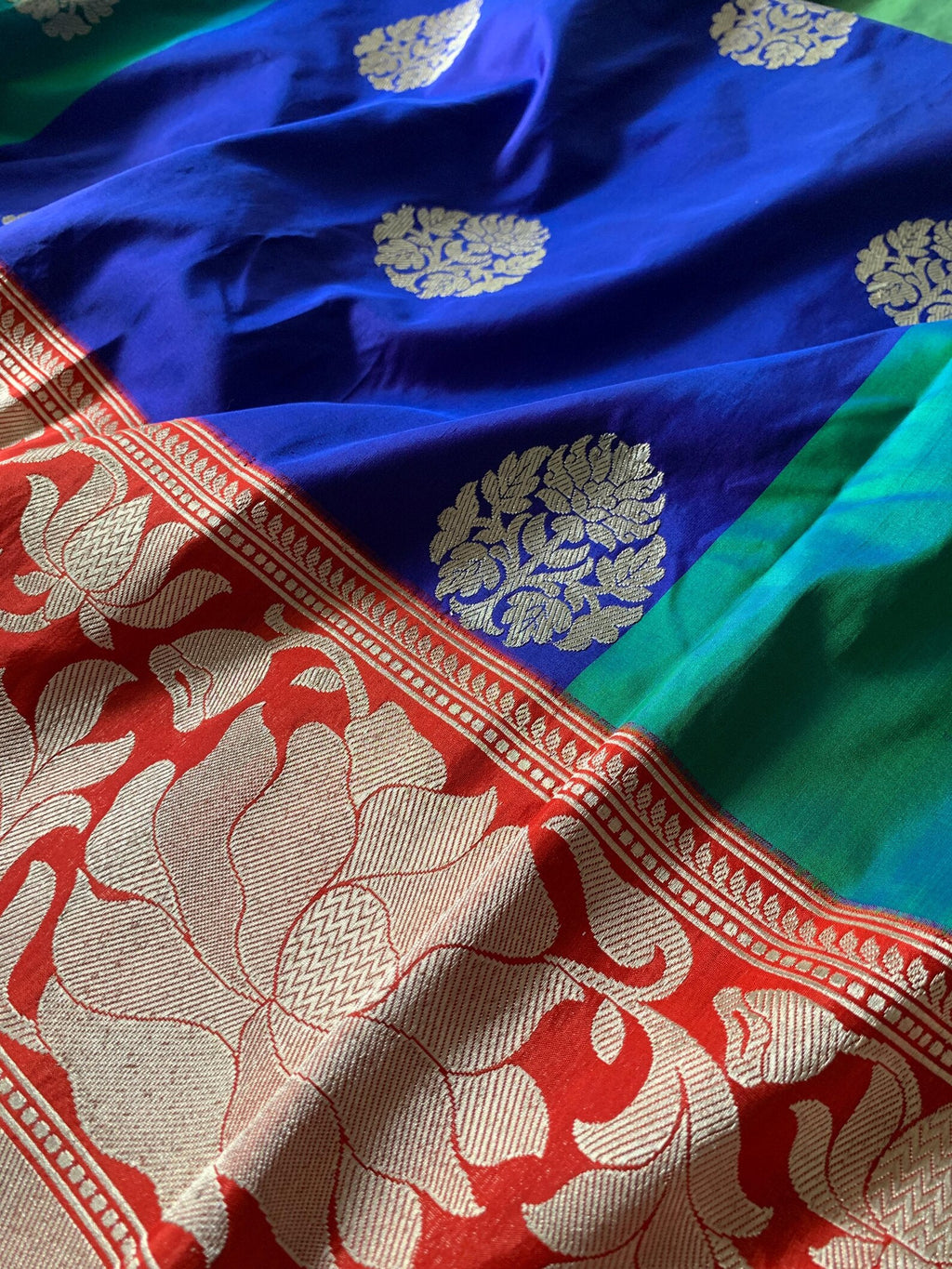 Multicolor Checkered Banarasi Silk Saree