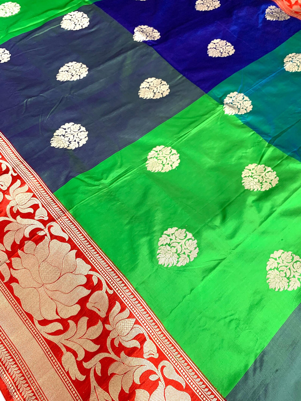 Multicolor Checkered Banarasi Silk Saree