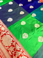 Multicolor Checkered Banarasi Silk Saree