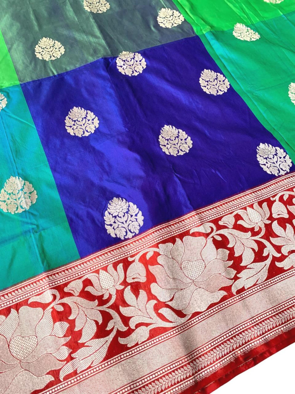 Multicolor Checkered Banarasi Silk Saree