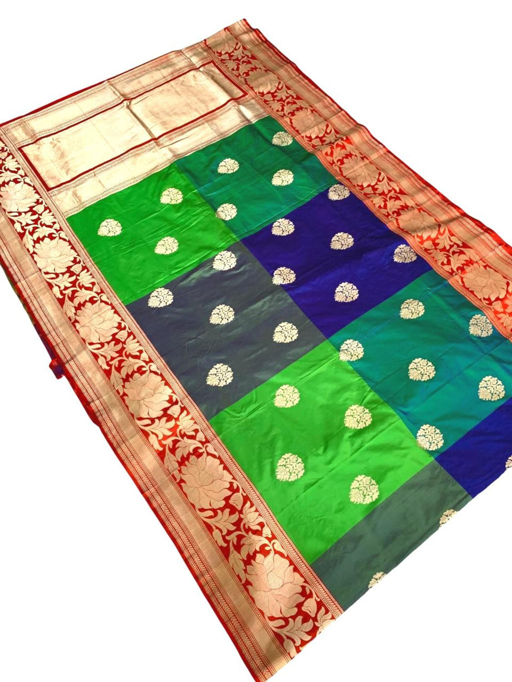 Multicolor Checkered Banarasi Silk Saree