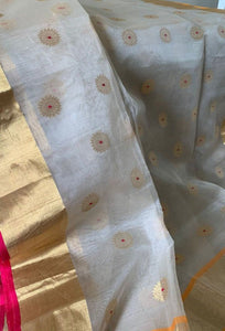 Off-White Chanderi Silk Saree