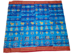 Cyan Blue Odisha Khandua Navarangi Ikat Silk Saree