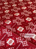 Red and Black Odisha Sambalpuri Pasapali Double Ikat Silk Saree