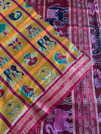 Turmeric Yellow Odisha Nabakothi Khandua Pata Ikat Silk Saree