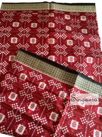 Red and Black Odisha Sambalpuri Pasapali Double Ikat Silk Saree