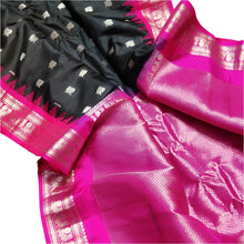 Load image into Gallery viewer, Cocktail Partywear Black and Pink Gadwal Silk Saree with Silver Zari