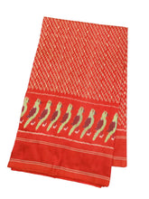 Load image into Gallery viewer, Orange Pochampally Ikat Silk Saree with Gap Border