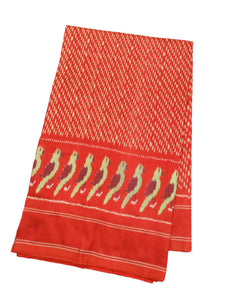 Orange Pochampally Ikat Silk Saree with Gap Border