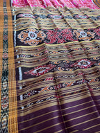 Deep Magenta Pink Odisha Khandua Ikat Silk Saree