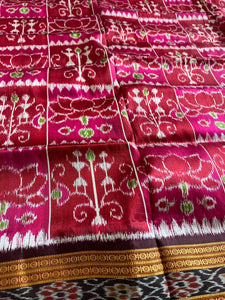 Deep Magenta Pink Odisha Ikat Silk Saree