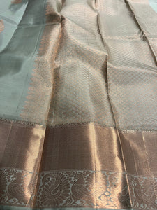 Bridal Pastel Sage Green Kanchipuram Silk Saree