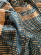 Forest Green Linen Silk Saree