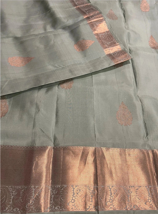 Bridal Pastel Sage Green Kanchipuram Silk Saree