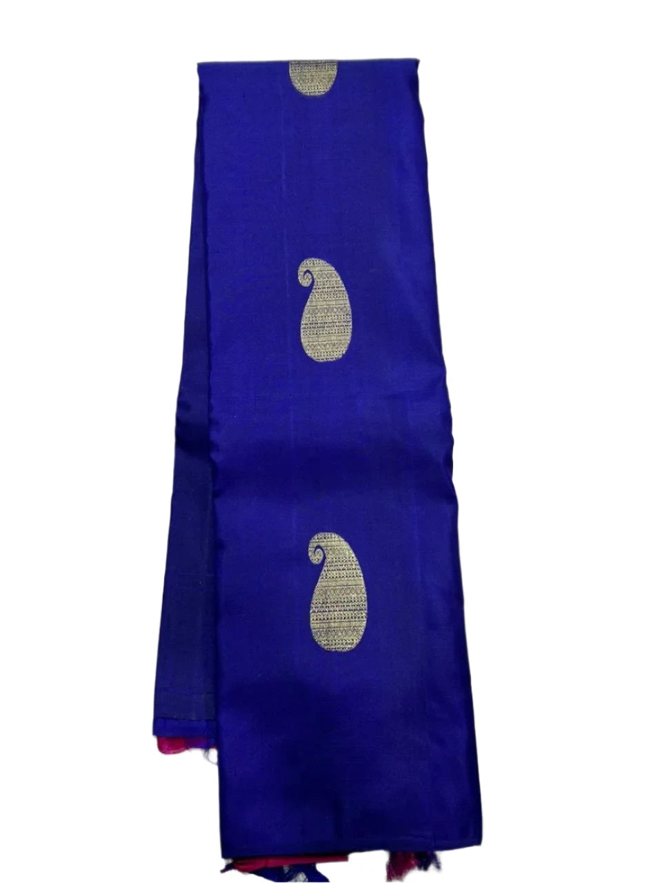 Borderless Royal Blue Kanchipuram Pure Silk Saree