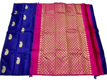 Load image into Gallery viewer, Borderless Royal Blue Kanchipuram Pure Silk Saree