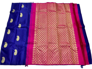 Borderless Royal Blue Kanchipuram Pure Silk Saree