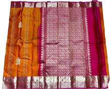 Load image into Gallery viewer, Bridal Orange Kanchipuram Silk Saree