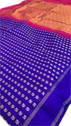 Chakra Blue and Rani Pink Handloom Gadwal Silk Saree