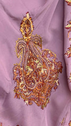 Lavender Kashmiri Sozni Embroidery Crepe Silk Saree