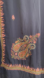 Kashmiri Sozni Embroidery Saree: Crepe Silk Indian Cocktail Party Wear Sari