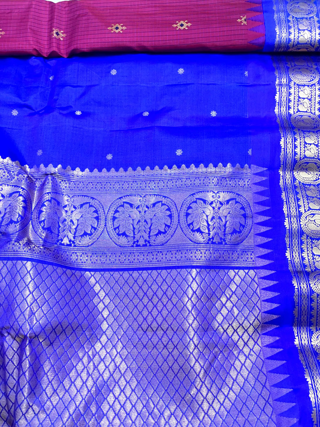 Deep Magenta Gadwal Silk Saree