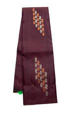Sari en soie Kanchipuram tissé main, marron café, sans bordure