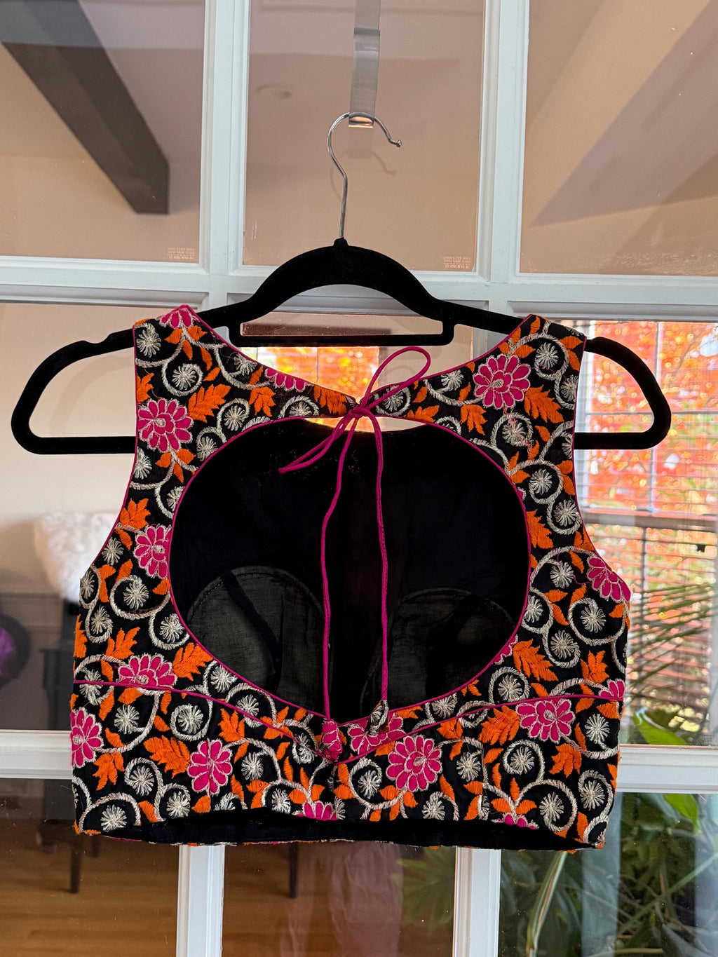 Black Floral Embroidered Blouse