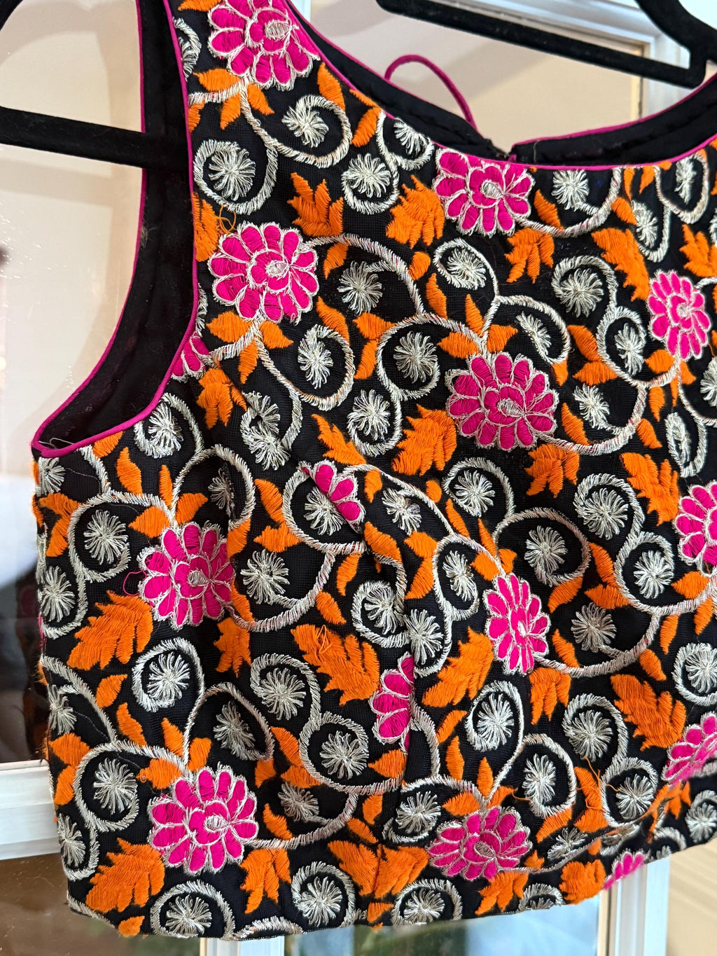 Black Floral Embroidered Blouse